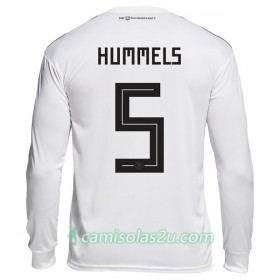 Camisolas de Futebol Alemanha Hummels 5 Equipamento Principal Copa do Mundo 2018 Manga Comprida